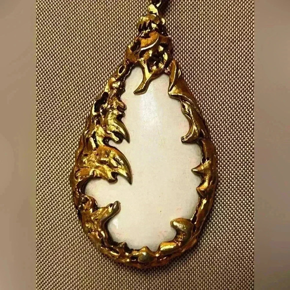 Vintage 1960s Love Witch Necklace Large Teardrop Pendant Statement Brutalist 72g - Picture 2 of 5